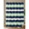 thumbnail image 4 of Fsddascl Green Navy Blue Striped Shower Curtain Set - 48" x 72" Washable Bathtub Curtain with 12 Hooks, Chic Abstract Lines Geometric Waterproof Fabric Stall Shower Curtains for Bathroom/Bathtub, 4 of 6