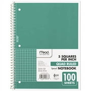 Mead Spiral Notebook, 1-Subject, Graph Ruled Paper, 7-1/2" x 10-1/2", 100 Sheets, Green (05676AC5)