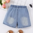 thumbnail image 6 of Ticikt Boys Ripped Raw Hem Denim Shorts Elastic Waist Straight Leg Jean Shorts Casual Summer Skort,Color:Blue,Size:12-18 Months, 6 of 9