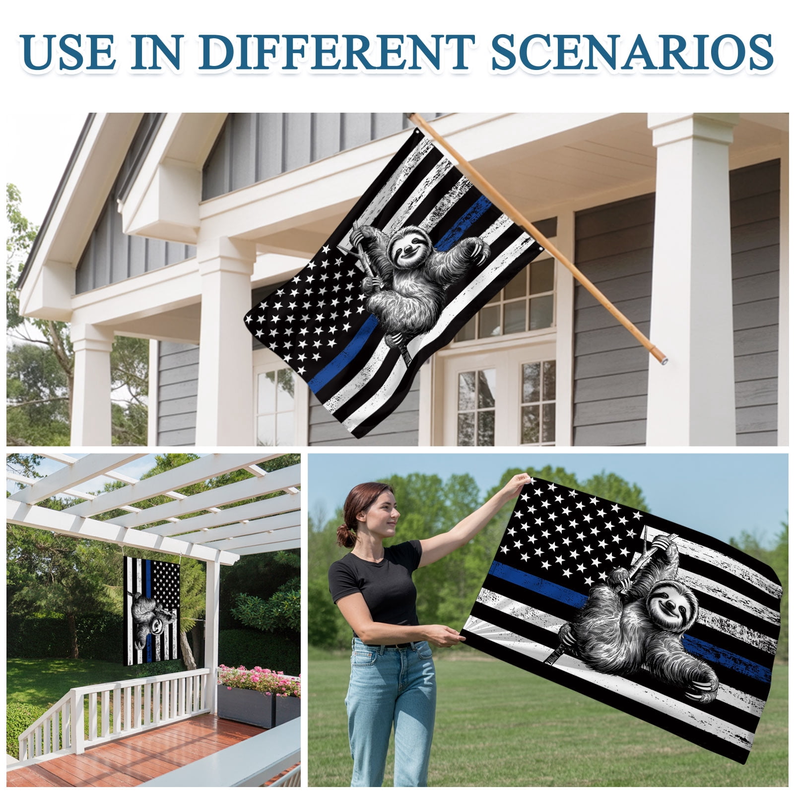 4th of July Flags for Outside 3x5 ft American Flag Outdoor Flags Double Sided Grommets House Banner USA Flag Blue Stripes Patio Yard Flag for Outdoor Party Porch Garden Independence Day Decor