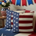 thumbnail image 2 of 2 Pack Outdoor Waterproof Throw Pillows,Independence Day Stars and Stripes Decorative Square Pillow Case Patio Pillows for Chair Couch Sofa 16x16in, 2 of 9
