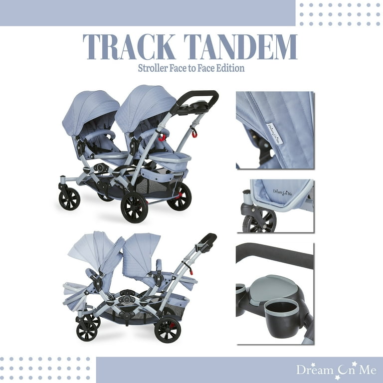 Dream On Me Track Tandem Stroller Face to Face Edition Sky Grey