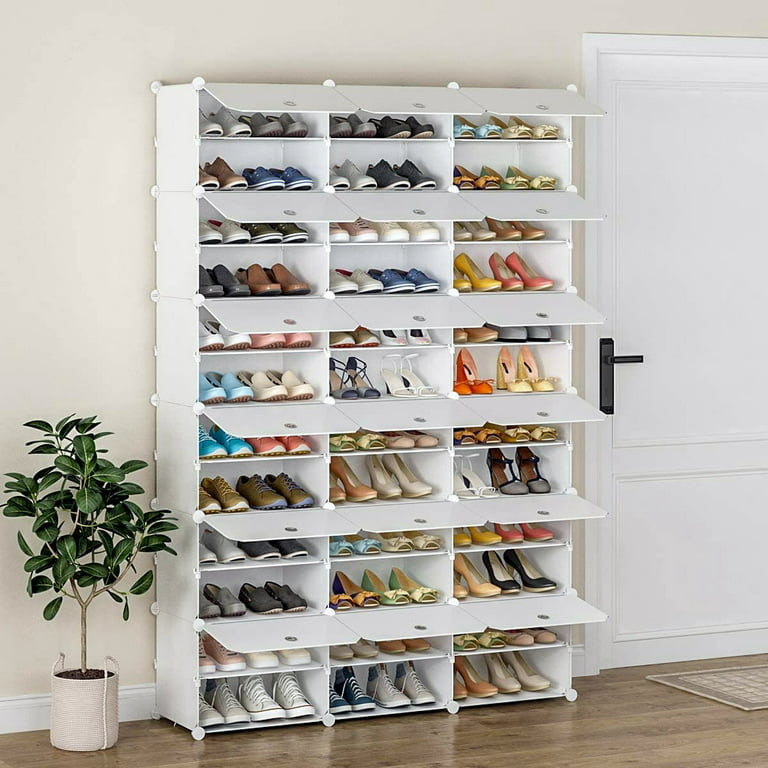Ubesgoo 12 Tiers Shoe Rack Shelf 36 Cubes Shoe Storage Cabinet 72 Pairs Shoe Storage Organizer for Entryway Hallway Bedroom Living Room, White