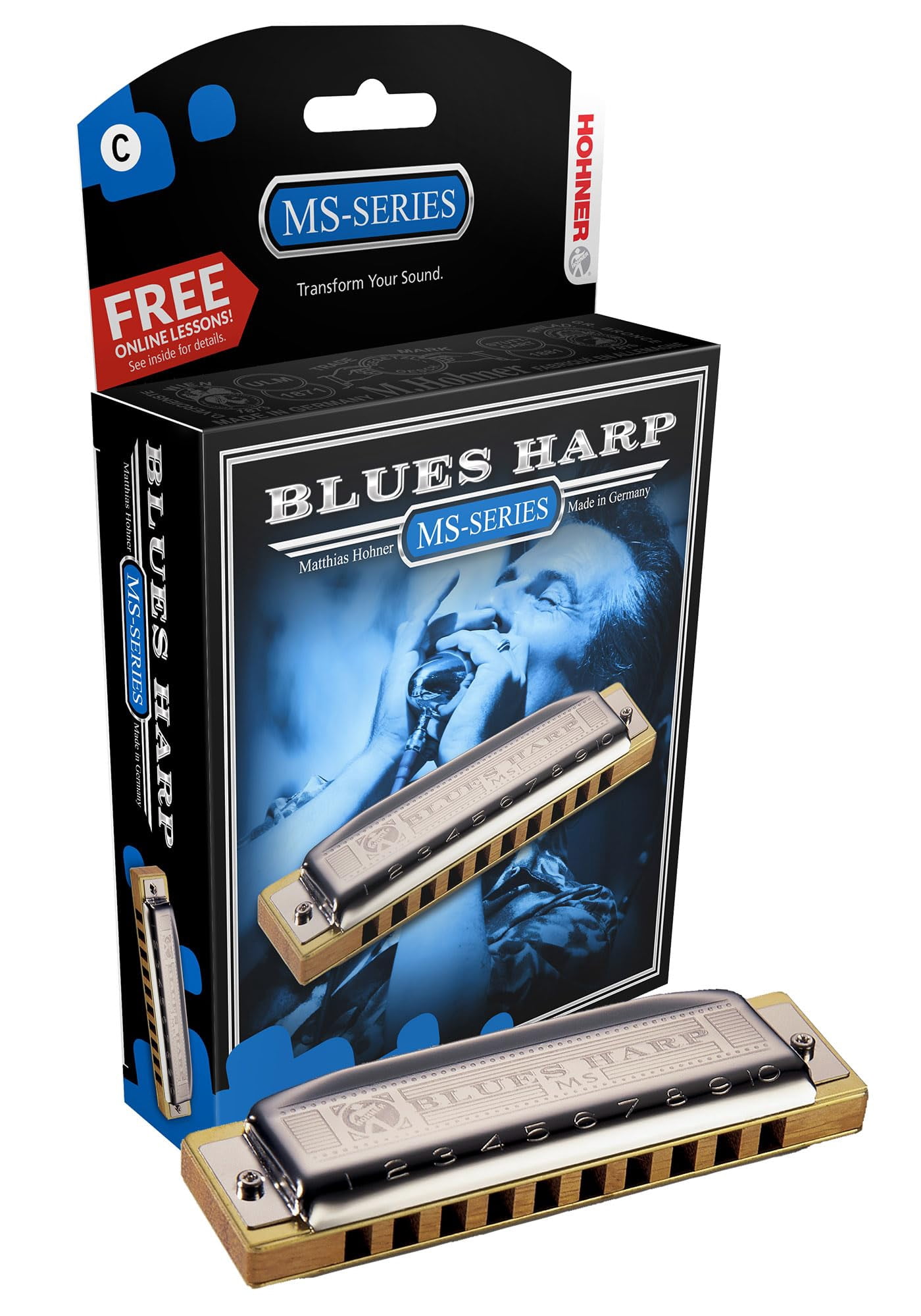 Hohner 532 Blues Harp MS Harmonica - Key of C w/ Key Stickers