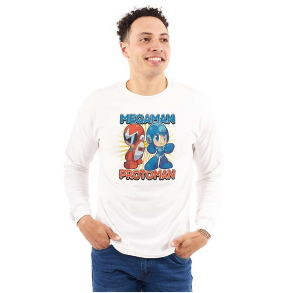 Classic Video Game MegaMan ProtoMan Unisex Plus Size Long Sleeve Shirt Brisco Brands 2X
