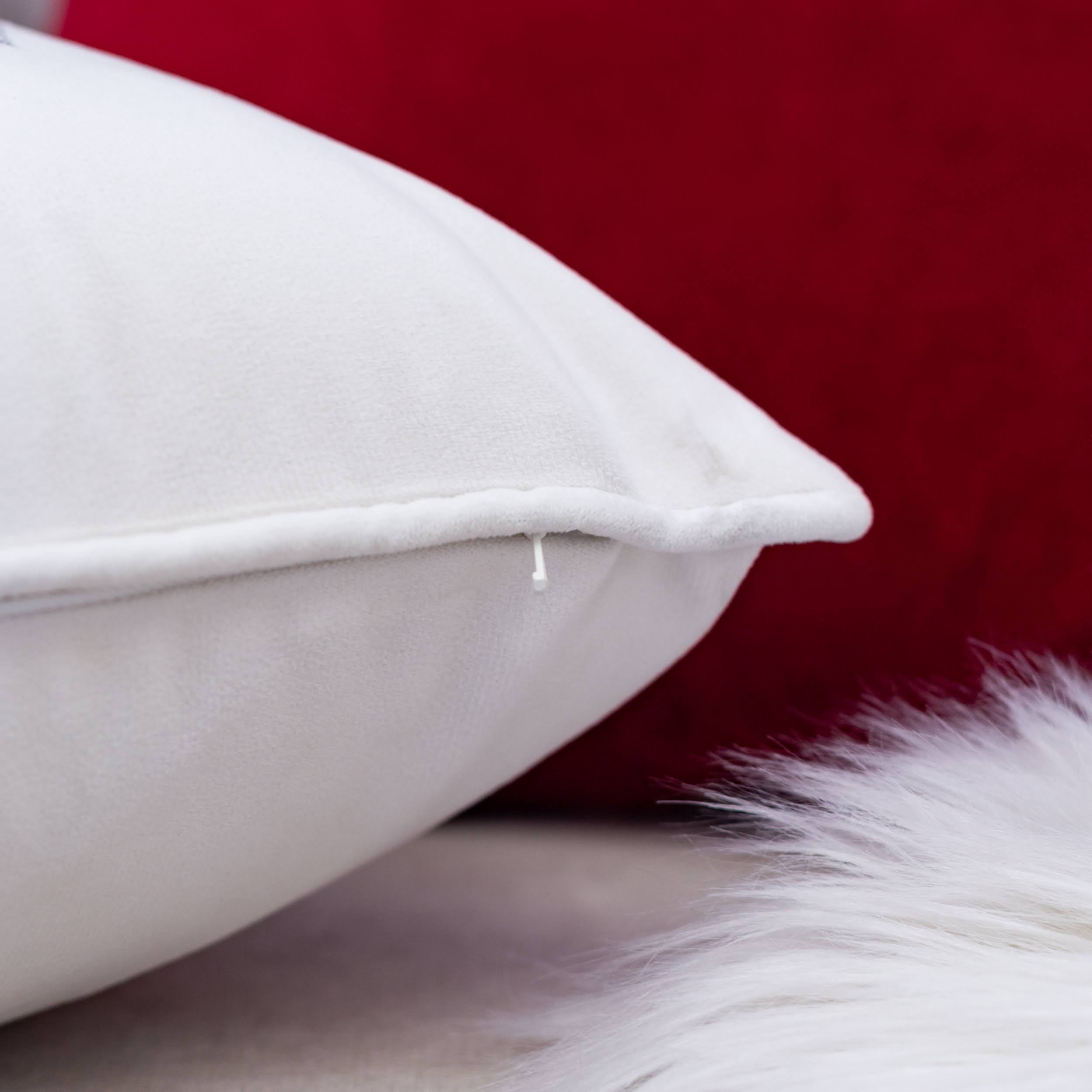 Let-It-Snow White and Ivory Embroidered Snowflake Graphic Polyester 14 in. x 20 in. Decorative Throw Pillow