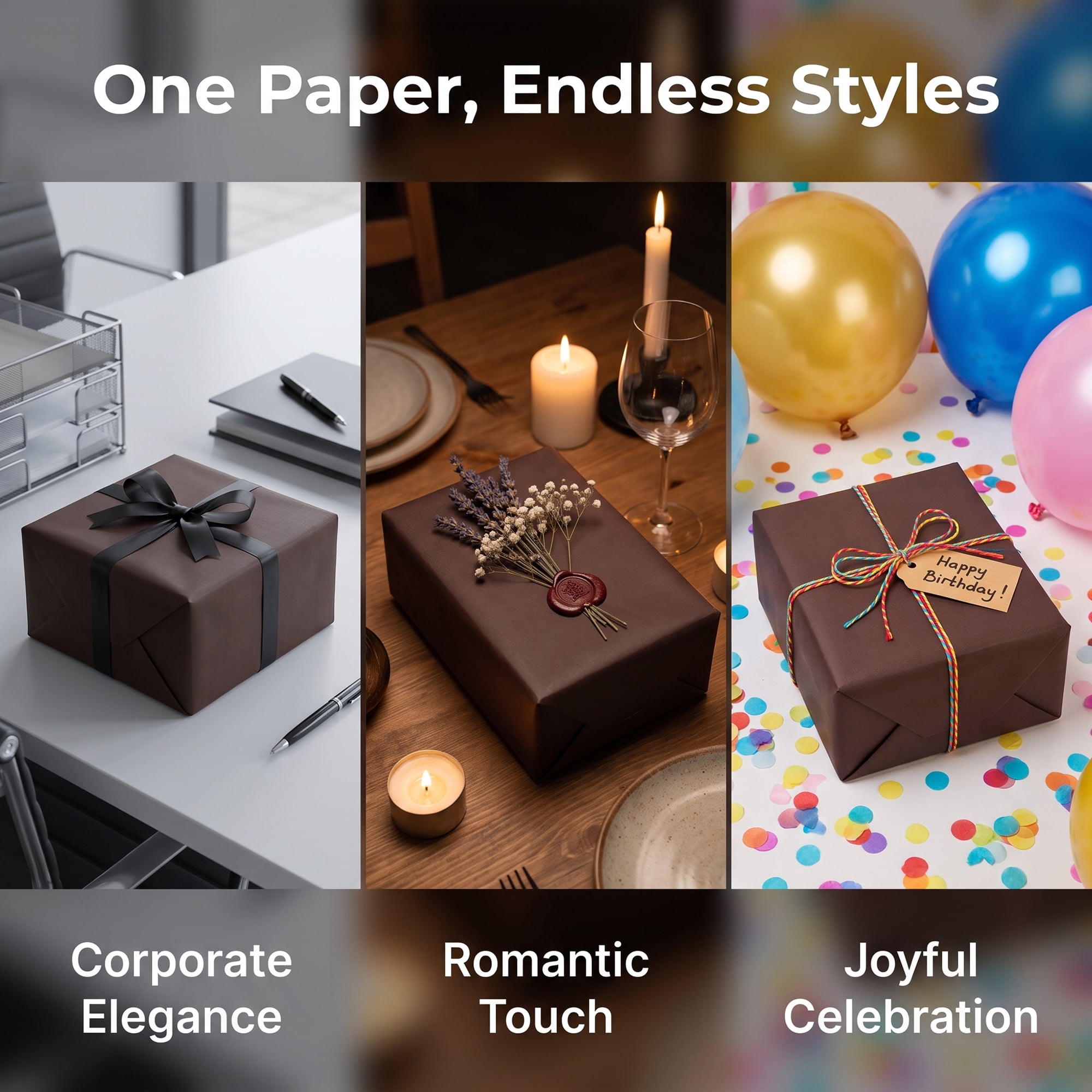 Unique Bargains Heavyweight Wrapping Paper for Gifts and Presentations Brown 27.6" x 19.7"