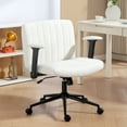 thumbnail image 2 of HOMCOM Criss Cross Chair with Arms, Wheels, Wide Office Chair, Cream White, 2 of 10