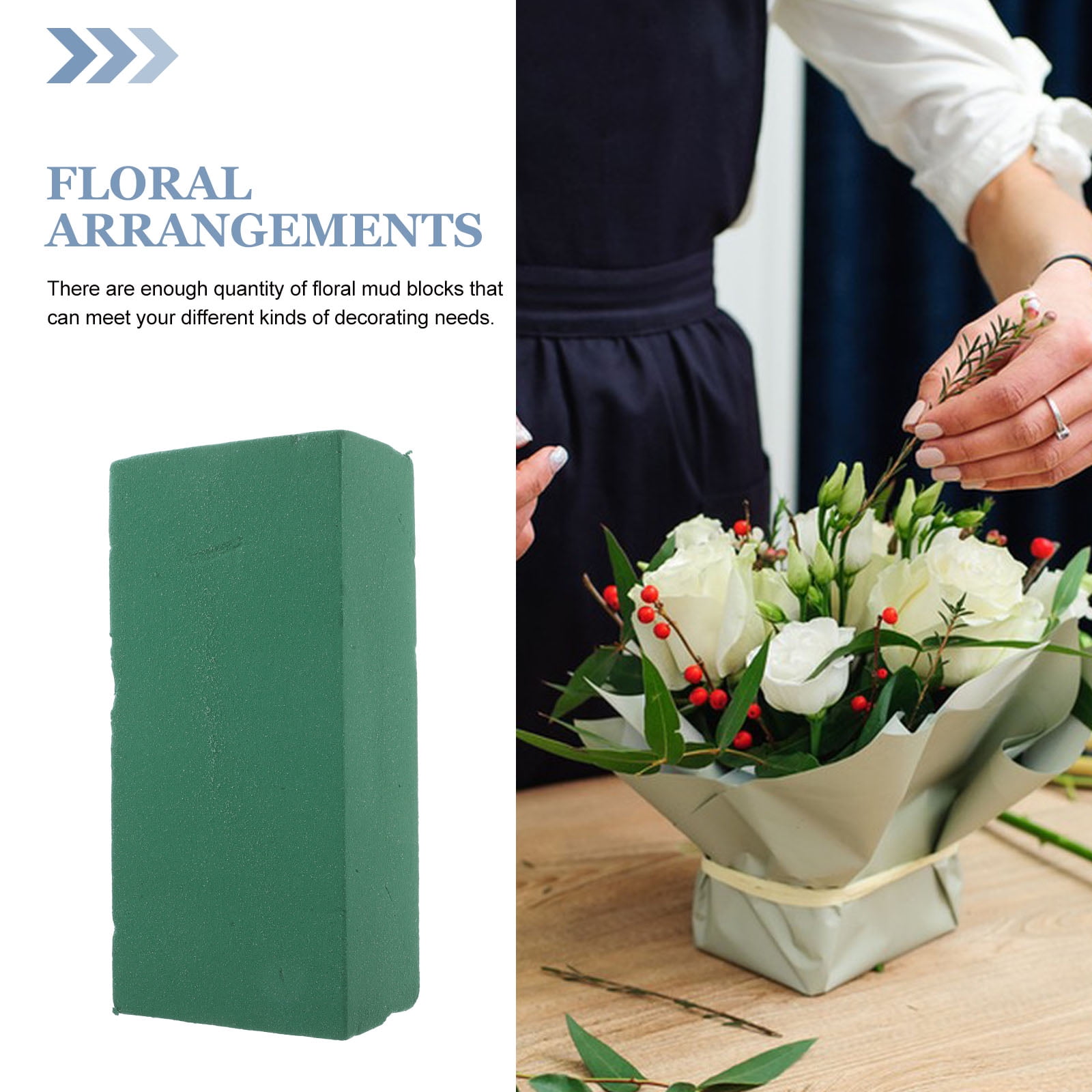 LOLIPPYY Green Floral Foam Base for Flower Arrangements with Water Absorbent Mud for Blooms