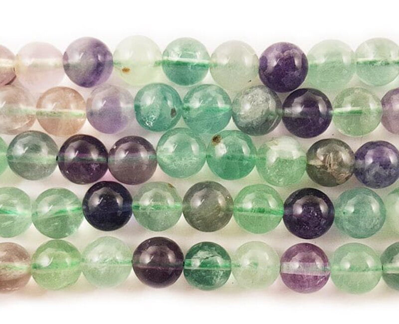 Natural Round Rainbow Fluorite Genuine Gemstone Beads For Jewellery Making 15"CA 