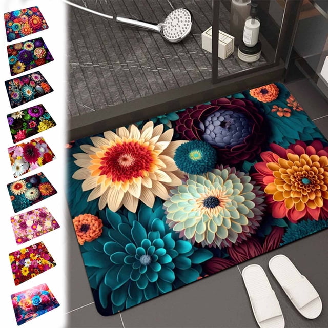 Alfombra de baño de diatomeas (rebaja navideña), de secado rápido, antideslizante, absorbente y elegante para tu hogar - Multicolor, 40 x 60 cm (1 unidad)