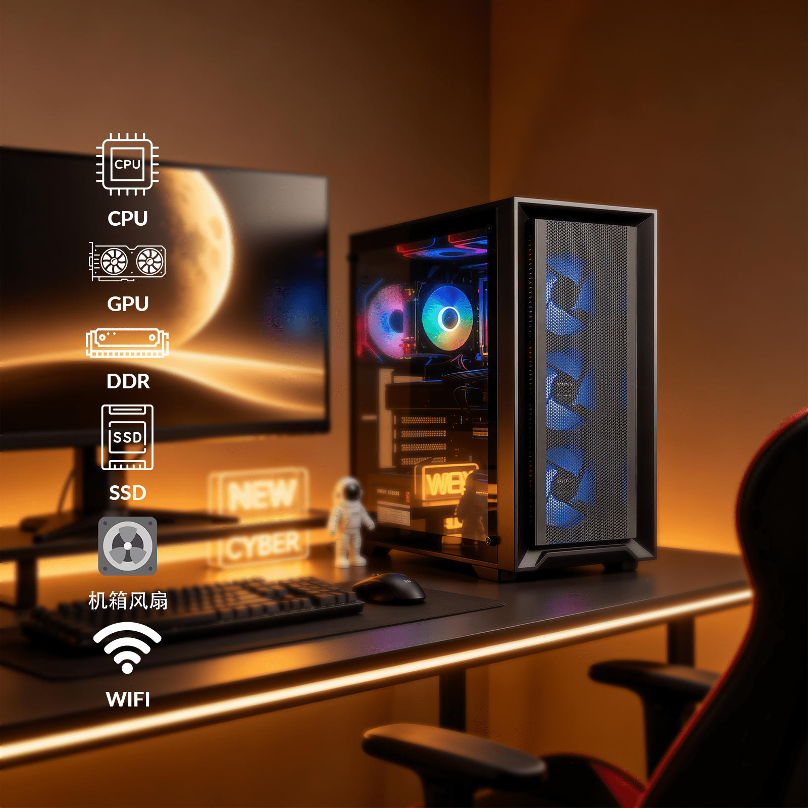 Prebuilt RGB Gaming PC – i7 Xeon E5 10Core, Quadro K620, 32GB RAM, 400GB NVME SSD +1TB HDD, Wi-Fi 6 BT5.4, Win11 , 650W,7 Fans ARGB Gaming & Multitasking Desktop