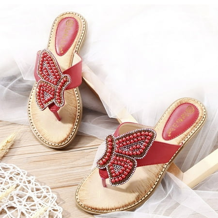 

Christmas Toe Shoes Animal Women s Fashion Round Rhinestone Sandals Pearl Pinch Women s Sandals