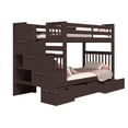 thumbnail image 2 of Bedz King Tall Stairway Bunk Beds Twin over Twin with 4 Drawers in the Steps and 2 Under Bed Drawers, Dark Cherry, 2 of 9