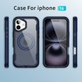 thumbnail image 3 of for iPhone 16 Magnetic Case [Compatible with MagSafe] Ring Holder Kickstand Design Shockproof Women Men Girls Boys Protective Anti-Scratch Cover for iPhone 16, Black + Dark Blue, 3 of 9