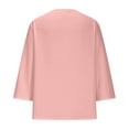 thumbnail image 6 of 3/4 Length Sleeve Womens Tops Spring Summer Casual Cotton Linen Lightweight Loose V Neck Boho T Shirts Blouse, 6 of 6
