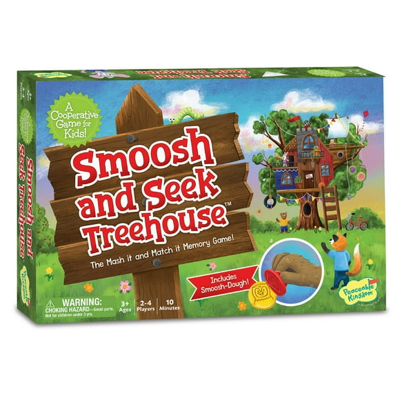 Peaceable Kingdom Cabane dans les Arbres Smoosh and Seek - Jeu de Mémoire Coopératif - Utilisez l'Équipe pour Gagner! - Parfait pour les Familles avec Enfants de 3 Ans et Plus