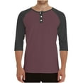 thumbnail image 2 of Chbgutlmr 3/4 Length Sleeve Tops for Men Notched V Neck Color Block Drop Shoulder Shirts Casual Comfy Tops, 2 of 8