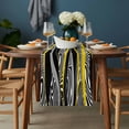 thumbnail image 2 of Yellow Black Stripes Table Runner - 72 Inch Long, Kitchen Dining Table Runner Dresser Scarves, Modern Grey Ombre Abstract Striped Farmhouse Decor for Coffee Tables Wedding Party Banquet, 2 of 8