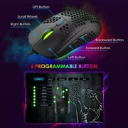 Gaming Keyboard and Mouse Combo, 88Keys Compact Rainbow Backlit Mechanical Touch Keyboard, RGB Backlit 6400 DPI Lightweight Gaming Mouse with Honeycomb Case for Windows PC Gamers (Black)