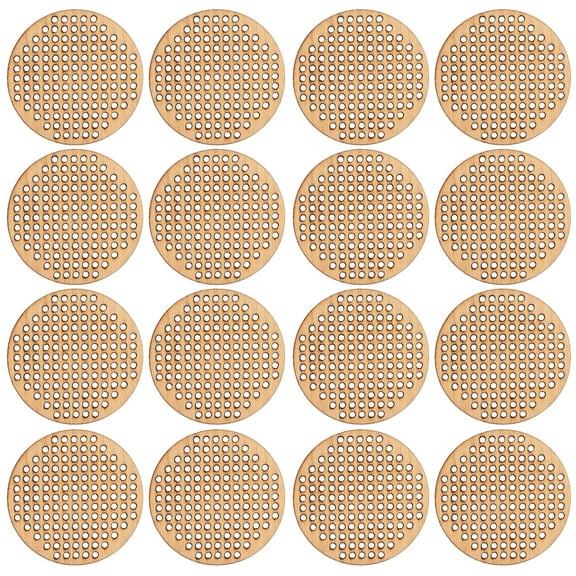 KONTONTY 20Pcs Circle Wooden Cross Ornaments in Khaki, Craft Supplies for Handmade Decorations