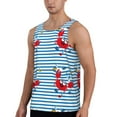 thumbnail image 2 of Fotbe Red Funny Crab on Blue Stripe Pattern Men's Quick Dry Workout Tank Top Gym Muscle Tee Fitness Bodybuilding Sleeveless T Shirt Breathable Workout Shirt-, 2 of 9