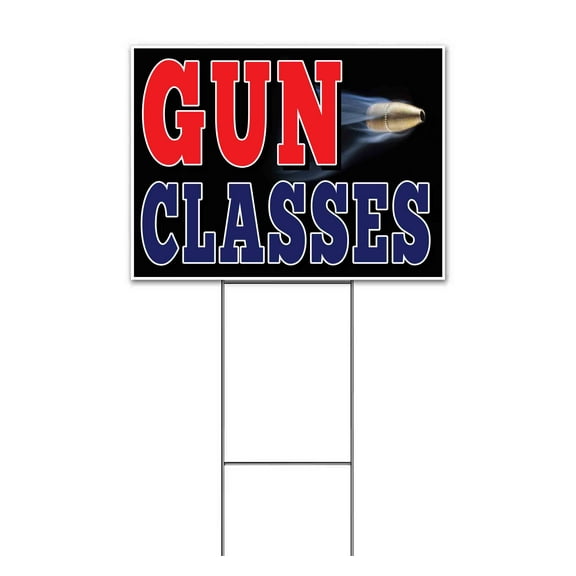 Gun Classes (18" x 24") Yard Sign, Includes Metal Step Stake