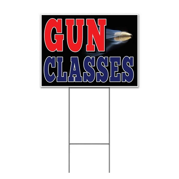 Gun Classes (18" x 24") Yard Sign, Includes Metal Step Stake
