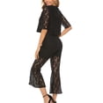 thumbnail image 6 of CHUMUD Lounge Sets for Women Petite 2 Piece Summer Casual Short Sleeve Crop Tops High Waisted Pants Hollow Out Lace Tracksuit Matching Set Party Office Work, 6 of 6