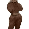 thumbnail image 1 of Conjunto de chándal de 2 piezas para mujer: sudadera con capucha y pantalones de chándal. Poliéster suave. Informal/deportivo. Para el día a día/vacaciones. S-XXL, 1 of 6