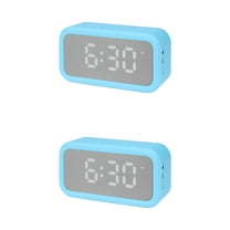 Unique Bargains 2 Pcs Small Dual Digital Alarm Clock for Bedroom Blue
