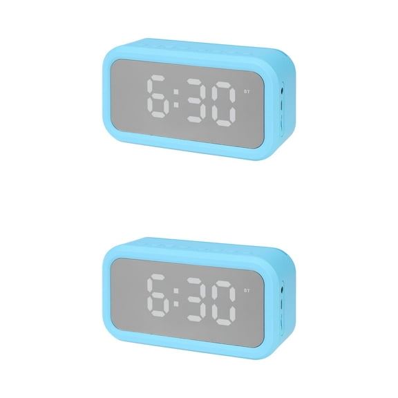 Unique Bargains 2 Pcs Small Dual Digital Alarm Clock for Bedroom Blue