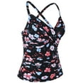 thumbnail image 4 of Mycoco Womens Underwire Tankini Swimsuits Tops Front Twist Bathing Suit Tops Ruched Tummy Control Tankinis Black Floral US12, 4 of 5