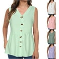 thumbnail image 7 of Lovskoo Summer Tops for Women 2024 Tank Tops V Neck Sleeveless Casual Solid Color Blouse Tops T Shirt for Women Olive Green, 7 of 7