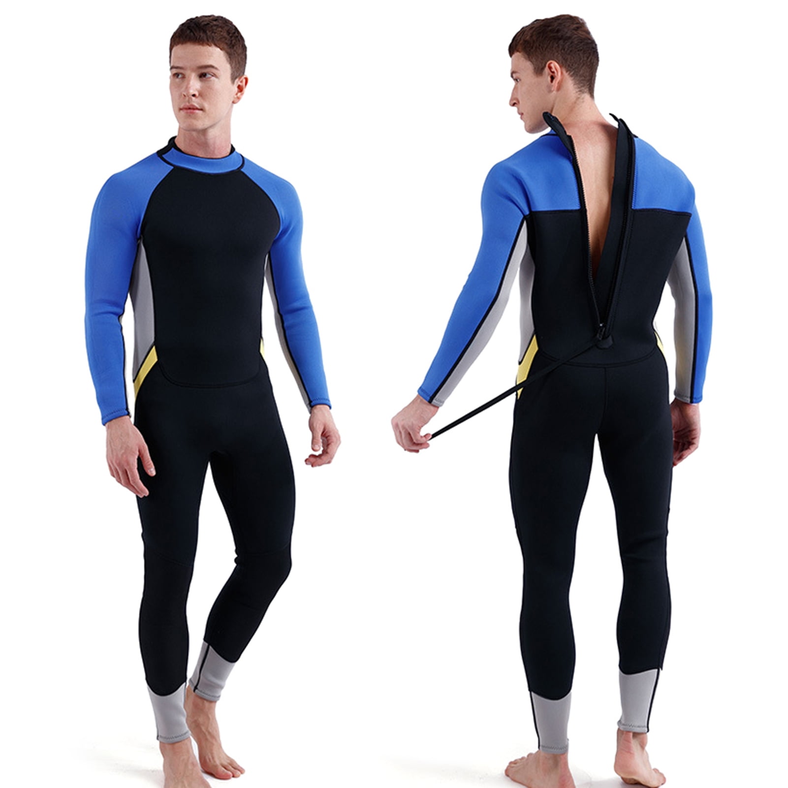 Gecheer 3mm Neoprene Wetsuit for Men Back Zip Full Body Diving Suit for