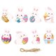 thumbnail image 1 of Adorno colgante de huevos de Pascua – Huevo de Pascua con tema de conejos decorativos, decoración colgante colorida, material para fiestas en casa Suministros navideños, 1 of 1
