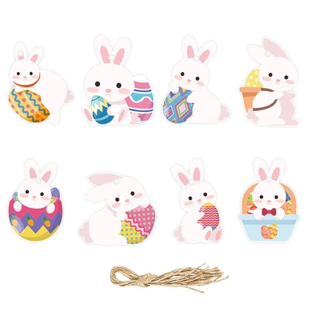 Conejos decorativos con temática de Pascua, colgantes, accesorios de decoración para fiestas, huevos de Pascua