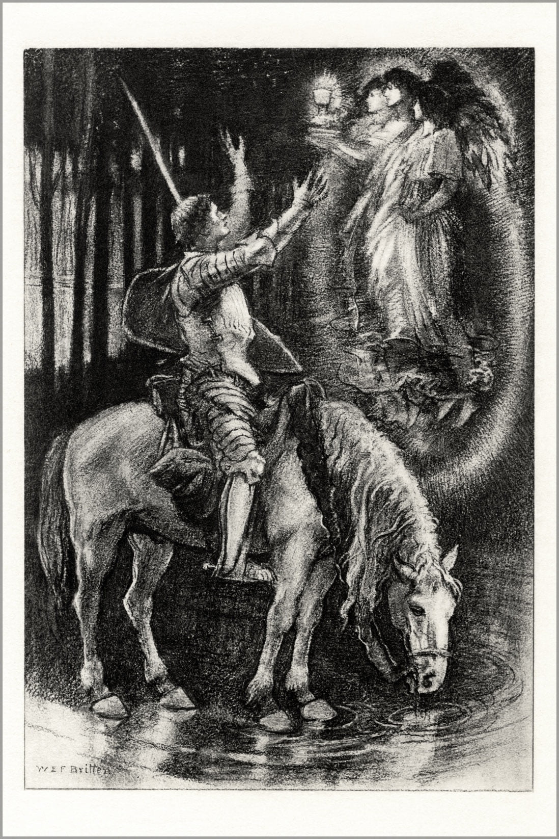 24"x36" Gallery Poster, Illustration to Tennyson's Sir Galahad by W. E. F. Britten 1901
