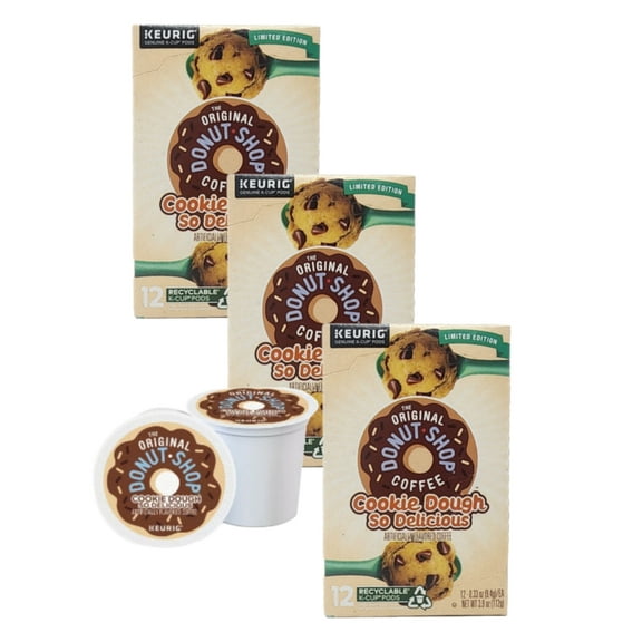 The Original Donut Shop Cookie Dough So Delicious Light Roast Coffee K Cup Pods, 36 K Cups Total