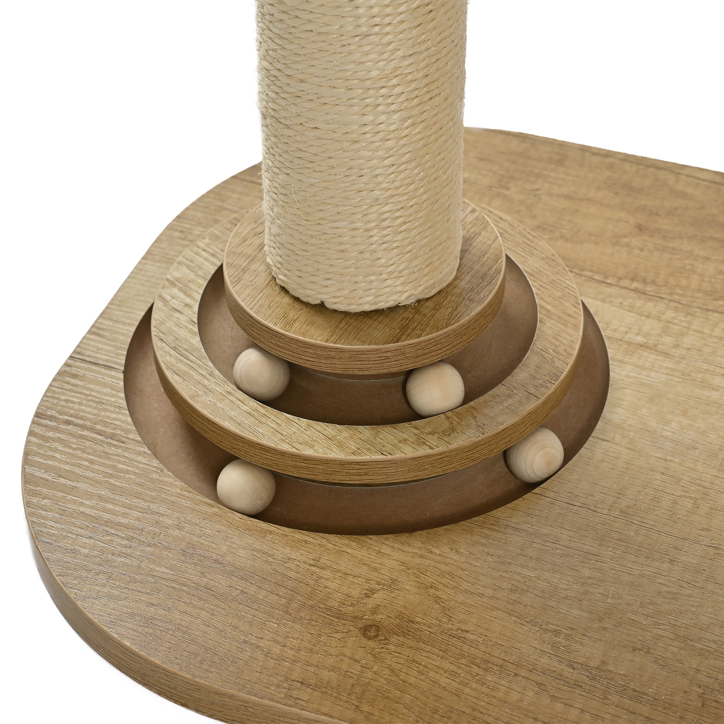 Vibrant Life Double-Post Cat Scratching Post with 2-Level Track Ball, Beige