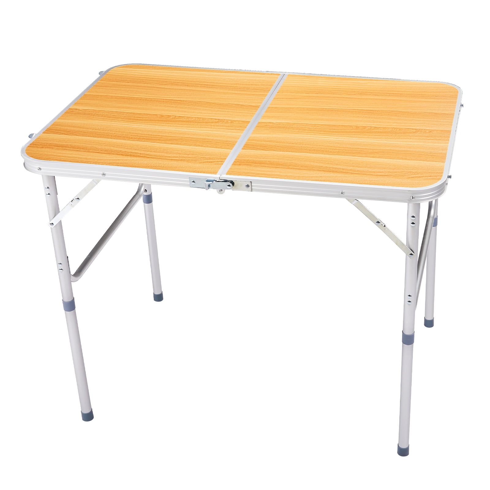 3ft Aluminum Alloy Folding Table, Lockable Legs, Portable & Space-Saving for Parties, Camping & More​, Wood Grain