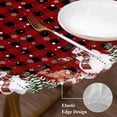thumbnail image 3 of Christmas Round Tablecloth, Fitted Table Cover with Elastic for 36"-44" Round Tables, Buffalo Plaid Cute Snowman Xmas Tree Elk Snowflakes Table Cloth Outdoor Dinning Party Waterproof Tablecloths, 3 of 7