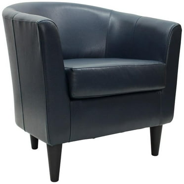 Fox Hill Trading Windsor 17.5" Traditional Faux Leather Club Chair in Navy Blue