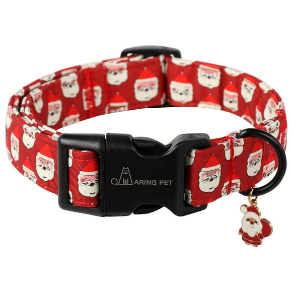 Collar para perro con forma de anillo para mascotas, ajustable, rojo, de Papá Noel, Navidad