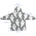 thumbnail image 7 of Gray Halloween White Ghosts Blanket Hoodies for Kids 6-13YR Oversize Wearable Blanket Hoodies for Boys Girls Teens, 7 of 7