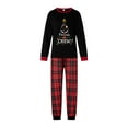 thumbnail image 2 of Elippeo Christmas Family Pajamas Matching Set, Long Sleeve Letters Print T-shirt with Plaid Pants Sleepwear Loungewear, 2 of 10