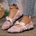 thumbnail image 4 of Womens Lace Up Ballet Flats Shoes Summer Fashion Versatile Sweet Soft Sole Round Toe Floral Dressy Flats Elegant Flats Outdoor Comfortable Casual Shoes Pink 9.5, 4 of 9