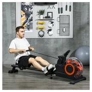 Soozier Water Rowing Machine, Foldable Rower Machine with Adjustable Resistance, Wheels, LCD Monitor and Tablet Holder for Home Cardio Training, Red