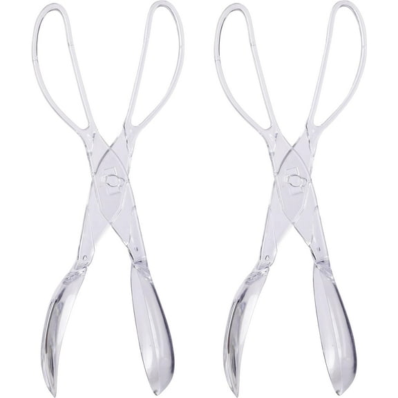 Long Clear Plastic Salad Tongs, 11 Inches Long (2 Pack)