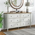 thumbnail image 1 of Elm Solid Wood 6-Drawer Double Dresser Chest Storage, Antique White, 1 of 5